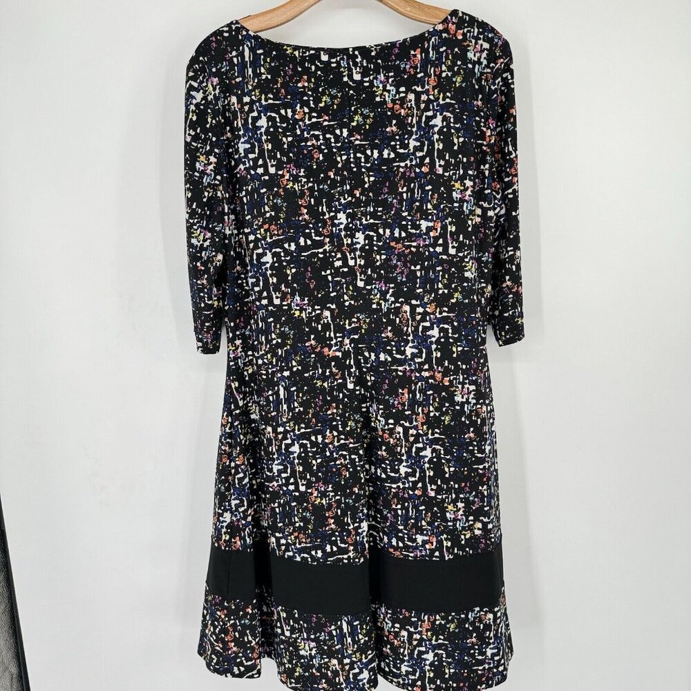 American Living Dress Womens Black Pattern 3/4 Sleeve Pullover Knit Size 16 - Picture 5 of 10